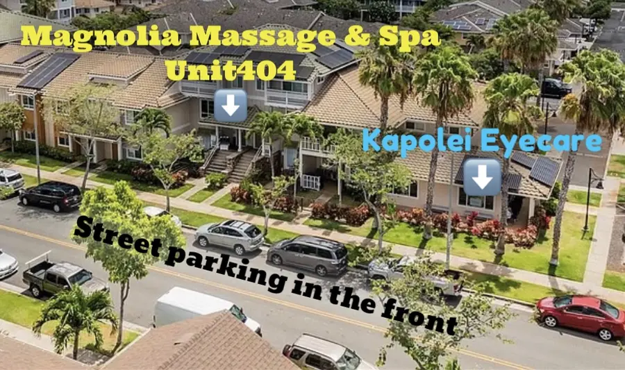 Aerial view showing Magnolia Massage and Spa Unit 404 location on Manawai St